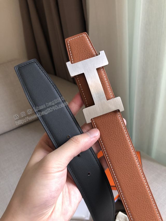 Hermes皮帶 官網同步 38MM 荔枝紋牛皮 愛馬仕男士腰帶  xfp2085